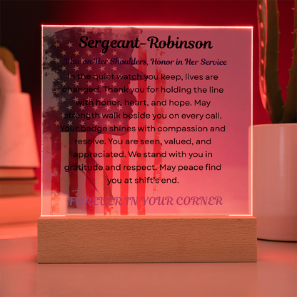 Strength & Grace – Policewoman Acrylic Display