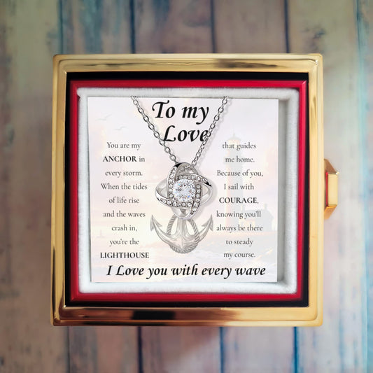 To My Love – "Anchor" Rose Love Knot Necklace